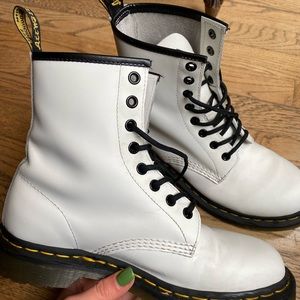 White Dr. Martens 1460 boots
